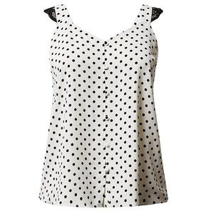 TORRID‎ Studio Crepe de Chine Lace Trim Button Front Tank NWT